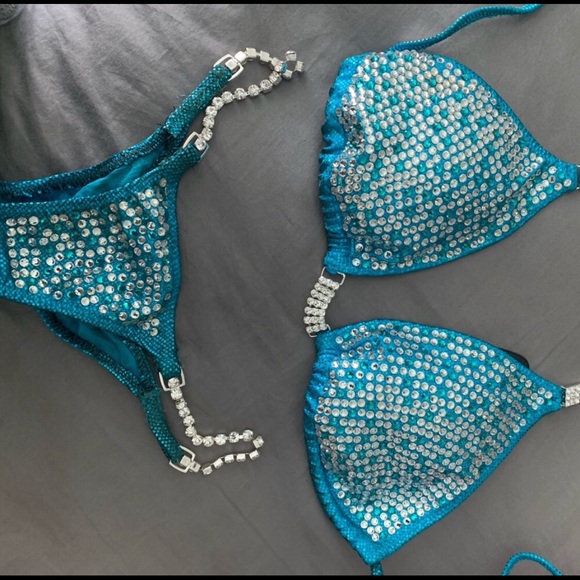Other - Teal blue fully stones competition suit
